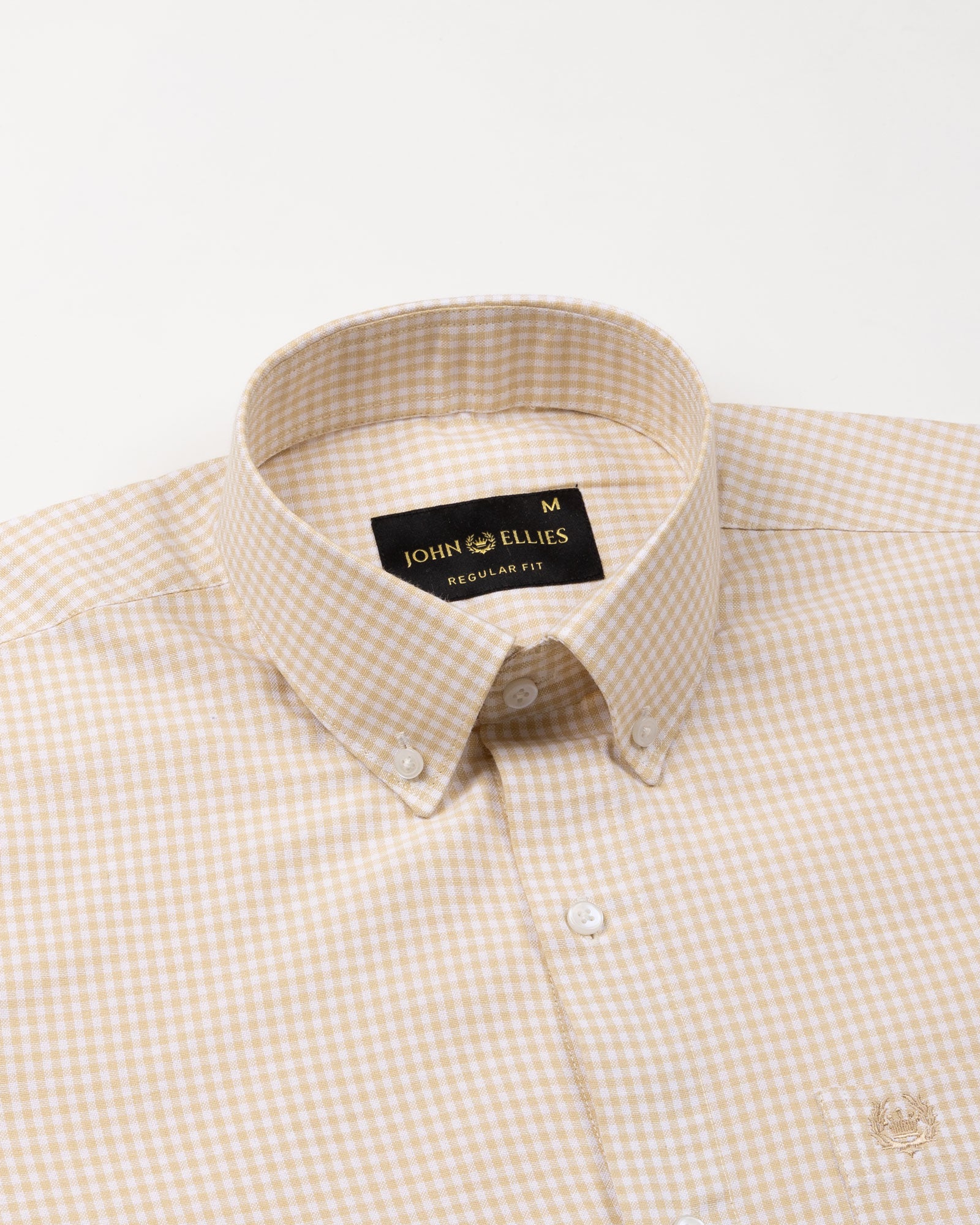 Dazzle Cream Check Button Down Oxford Cotton Shirt - John Ellies