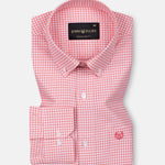 Dazzle Red Check Button Down Oxford Cotton Shirt - John Ellies