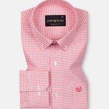 Dazzle Red Check Button Down Oxford Cotton Shirt - John Ellies