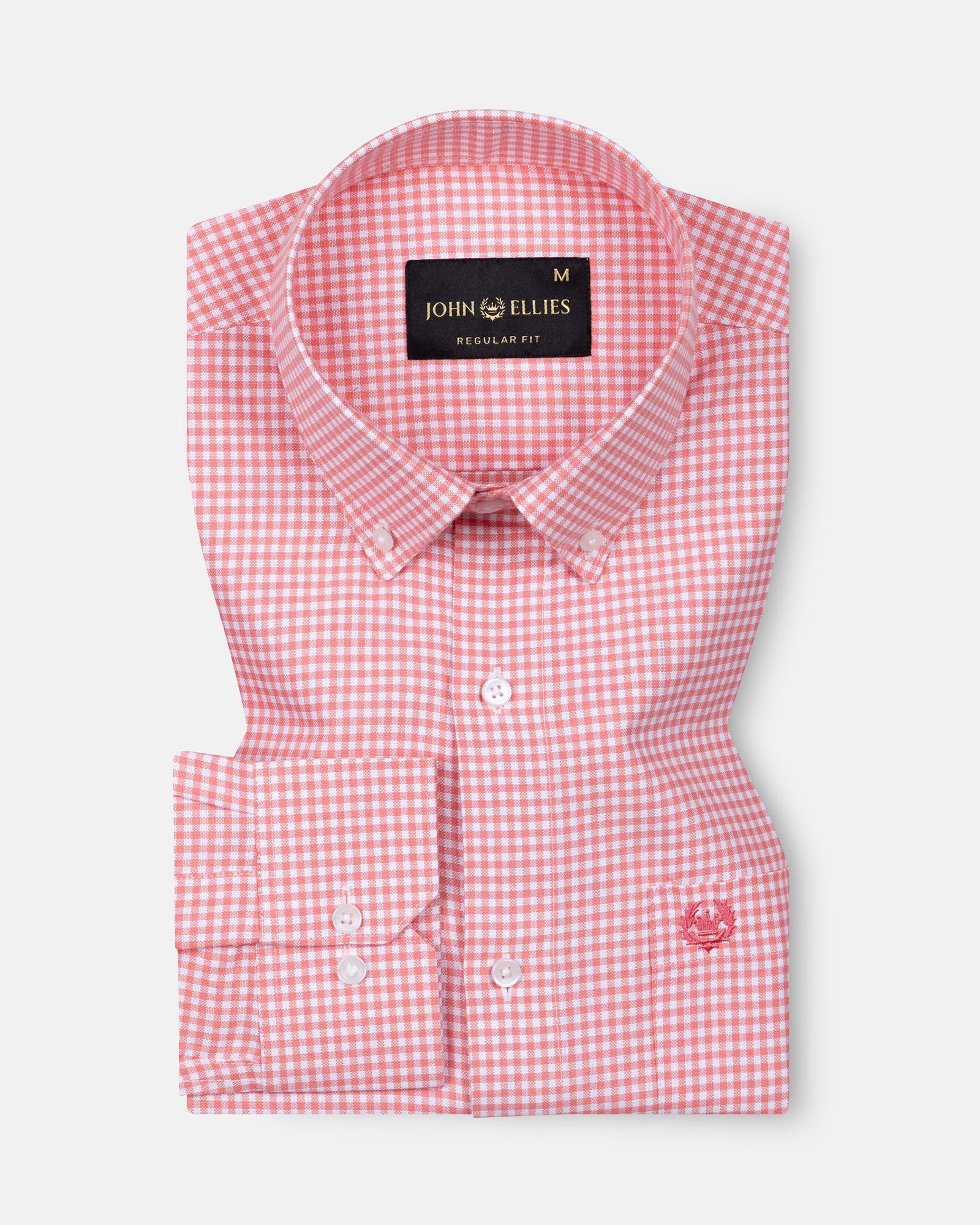 Dazzle Red Check Button Down Oxford Cotton Shirt - John Ellies