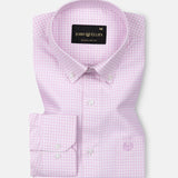 Dazzle Pink Check Button Down Oxford Cotton Shirt - John Ellies