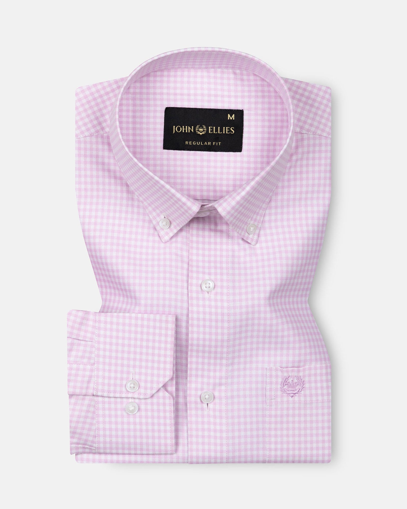 Dazzle Pink Check Button Down Oxford Cotton Shirt - John Ellies
