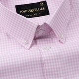 Dazzle Pink Check Button Down Oxford Cotton Shirt - John Ellies