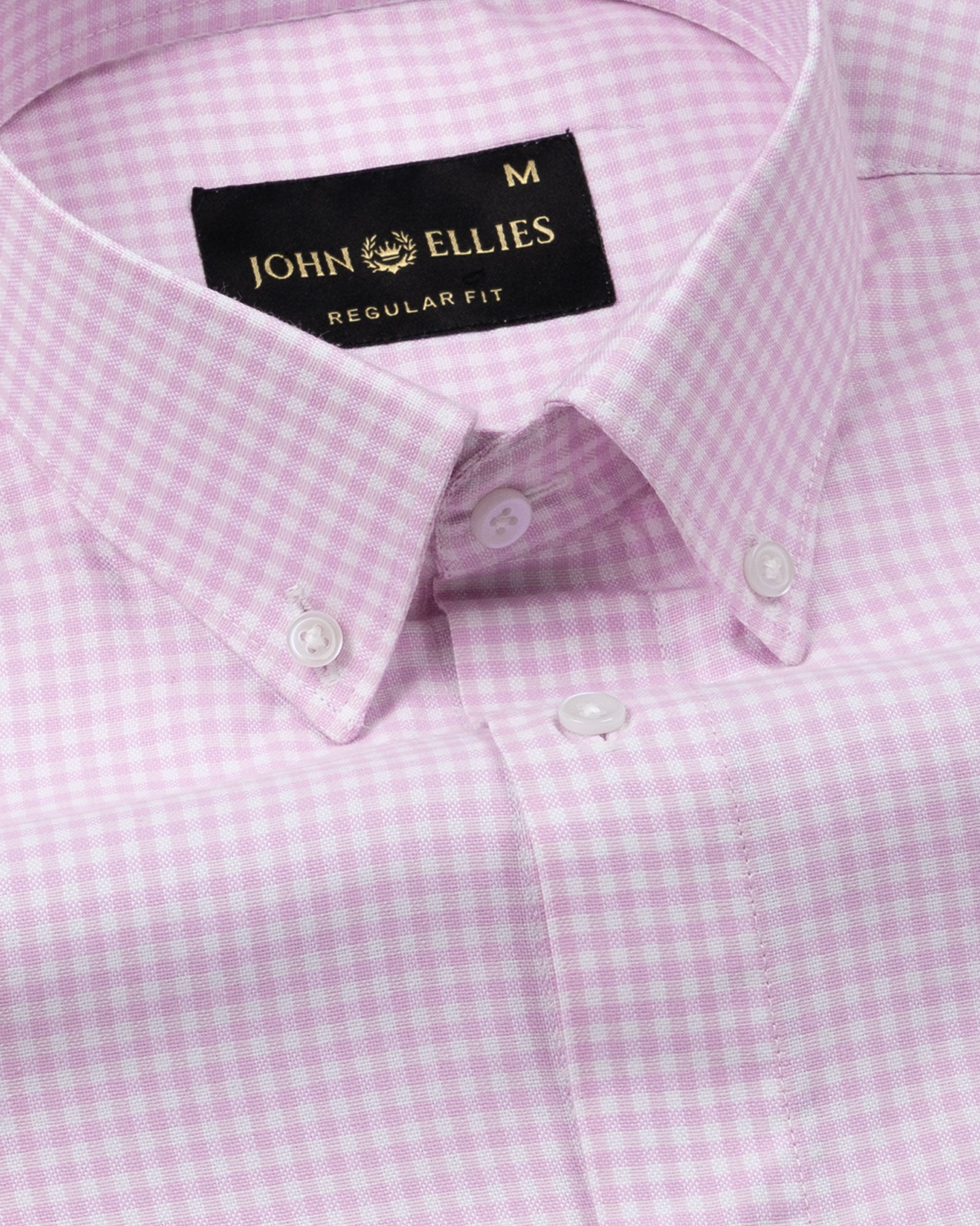 Dazzle Pink Check Button Down Oxford Cotton Shirt - John Ellies