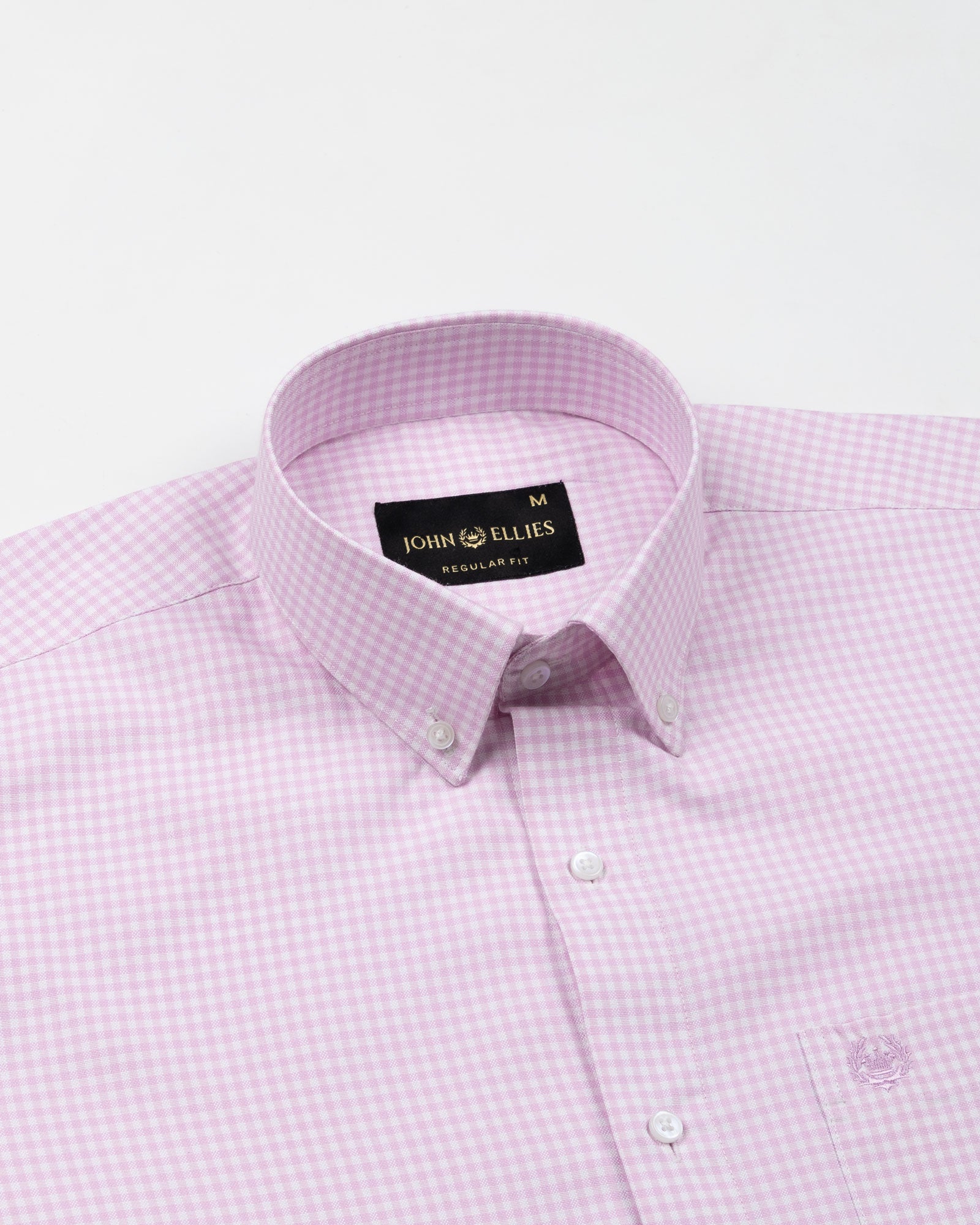 Dazzle Pink Check Button Down Oxford Cotton Shirt - John Ellies