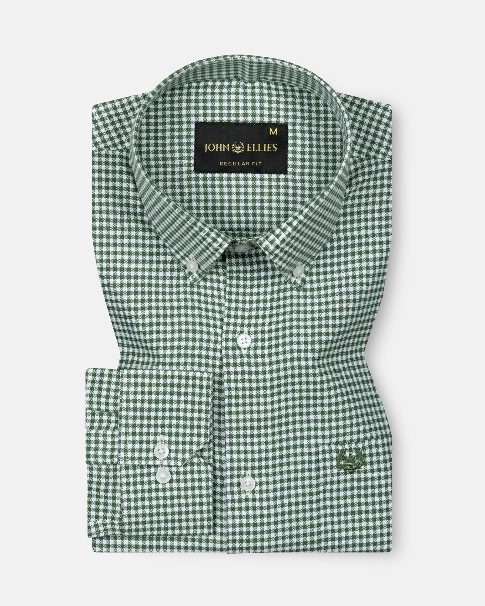 Dazzle Green Check Button Down Oxford Cotton Shirt - John Ellies