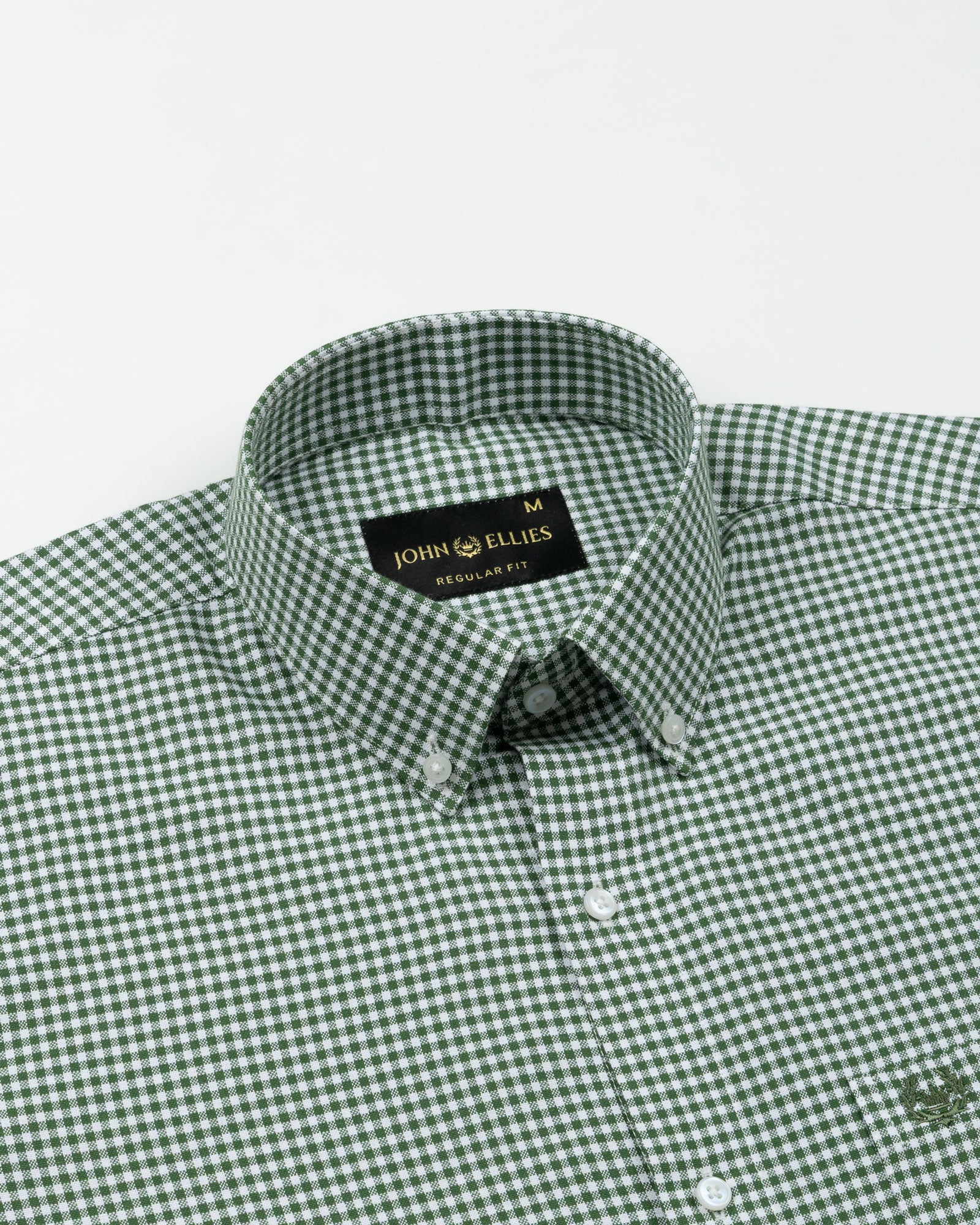 Dazzle Green Check Button Down Oxford Cotton Shirt - John Ellies