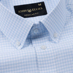 Dazzle Sky Blue Check Button Down Oxford Cotton Shirt - John Ellies
