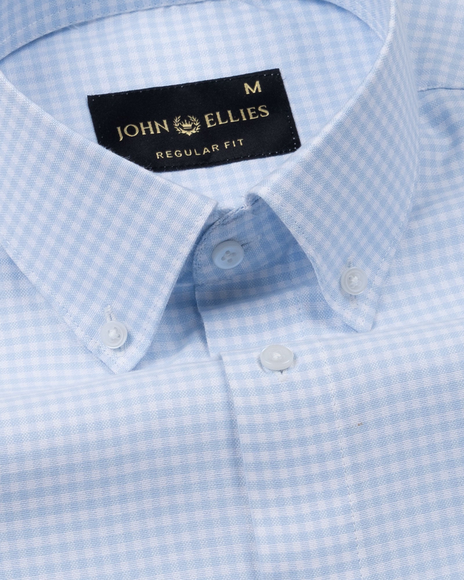 Dazzle Sky Blue Check Button Down Oxford Cotton Shirt - John Ellies