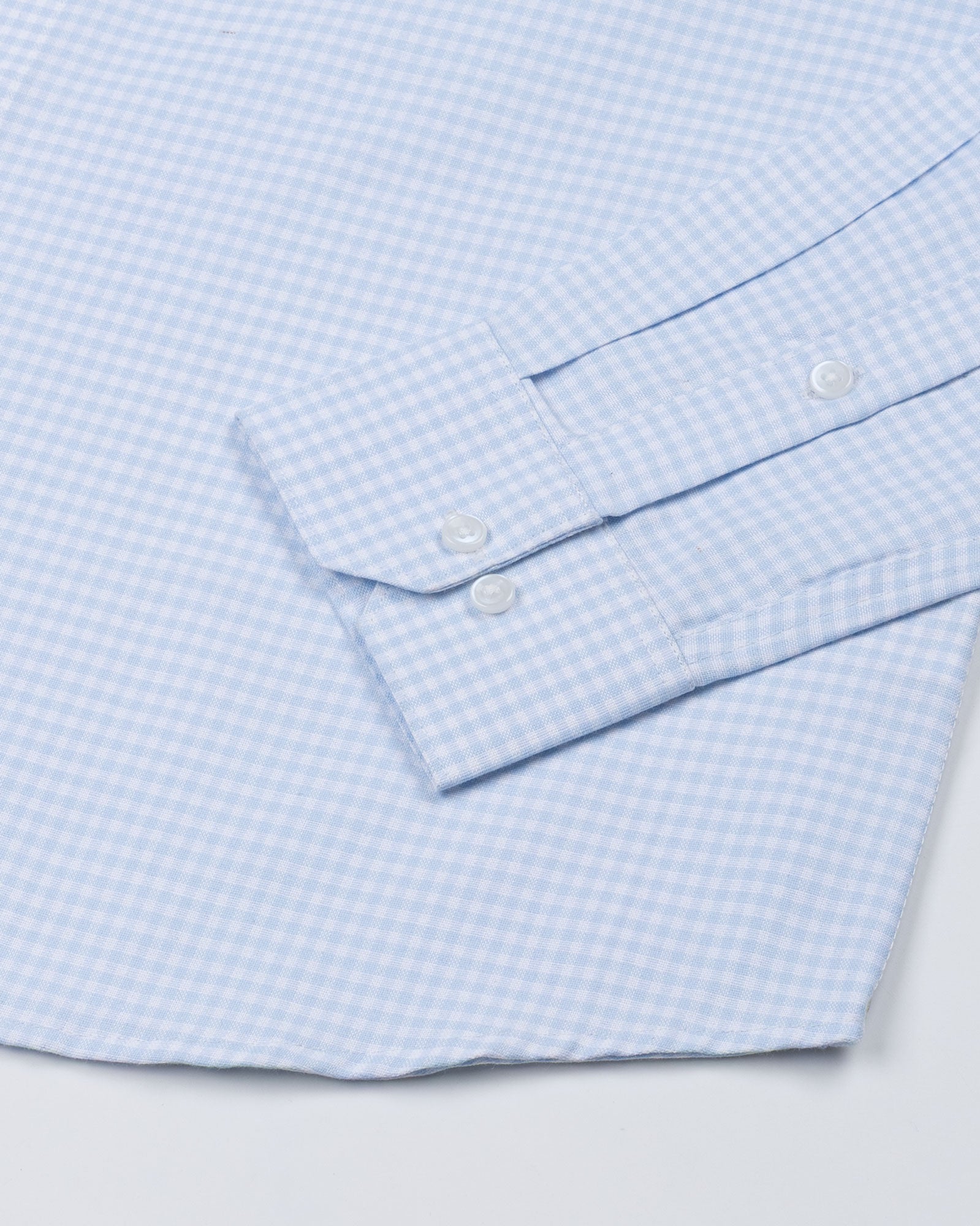Dazzle Sky Blue Check Button Down Oxford Cotton Shirt - John Ellies