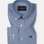 Dazzle Navy Blue Check Button Down Oxford Cotton Shirt - John Ellies