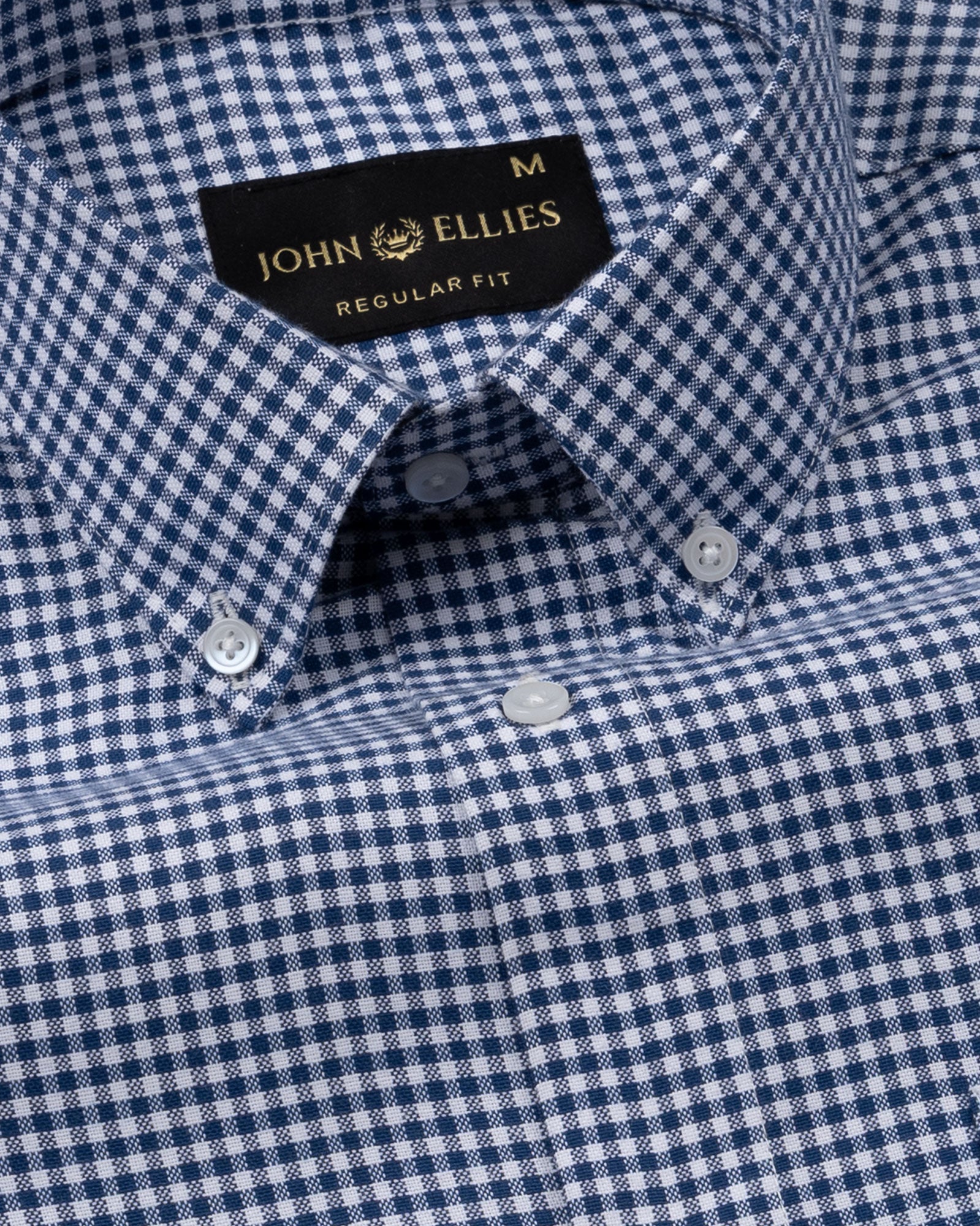 Dazzle Navy Blue Check Button Down Oxford Cotton Shirt - John Ellies