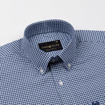 Dazzle Navy Blue Check Button Down Oxford Cotton Shirt - John Ellies