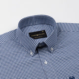 Dazzle Navy Blue Check Button Down Oxford Cotton Shirt - John Ellies