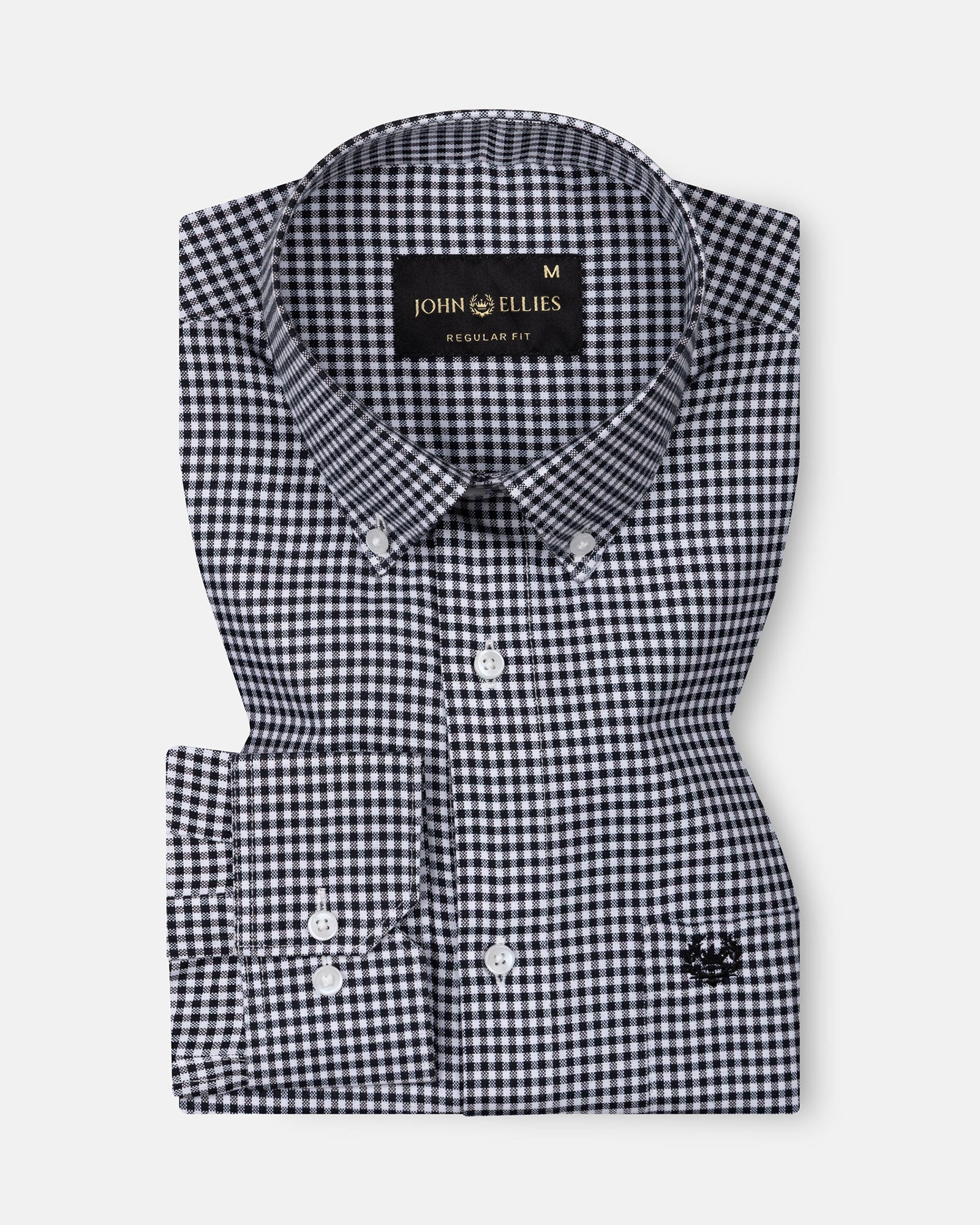 Dazzle Black Check Button Down Oxford Cotton Shirt - John Ellies