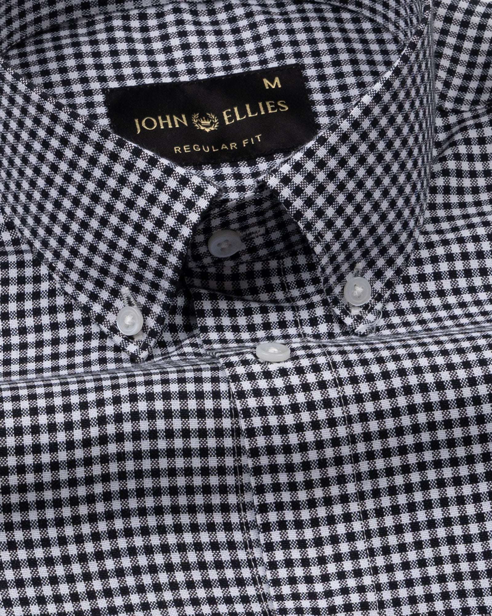 Dazzle Black Check Button Down Oxford Cotton Shirt - John Ellies