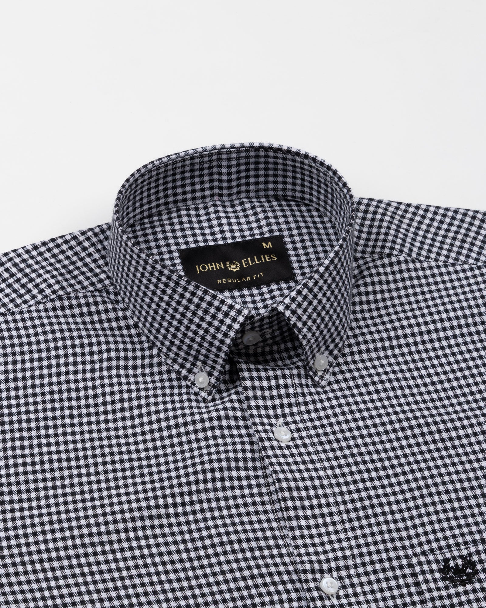 Dazzle Black Check Button Down Oxford Cotton Shirt - John Ellies