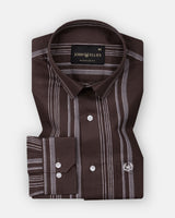 Jenesi Brown Stripe Cotton Shirt