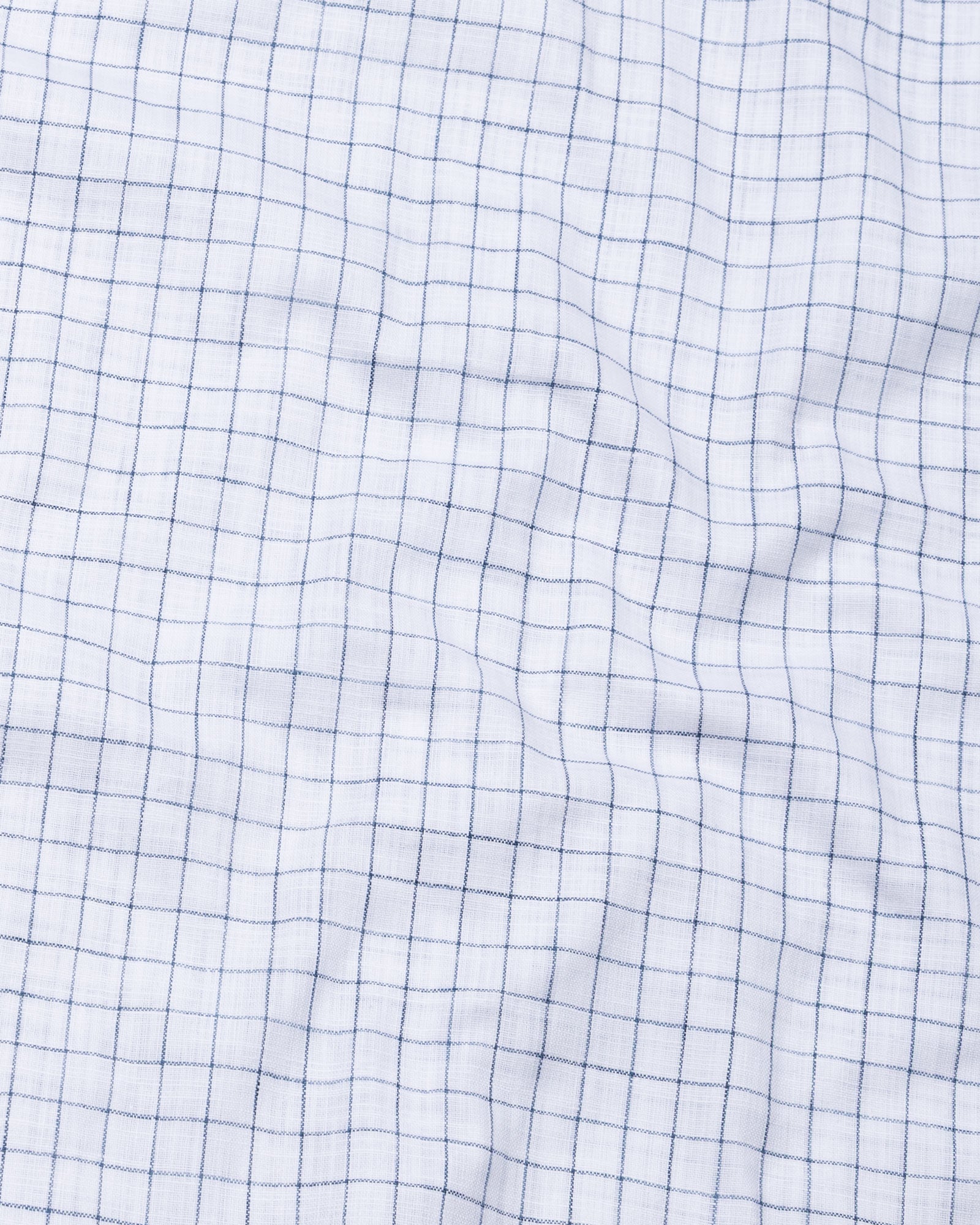 Opal Blue Check Button Down Linen Shirt - John Ellies