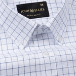 Opal Blue Check Button Down Linen Shirt - John Ellies