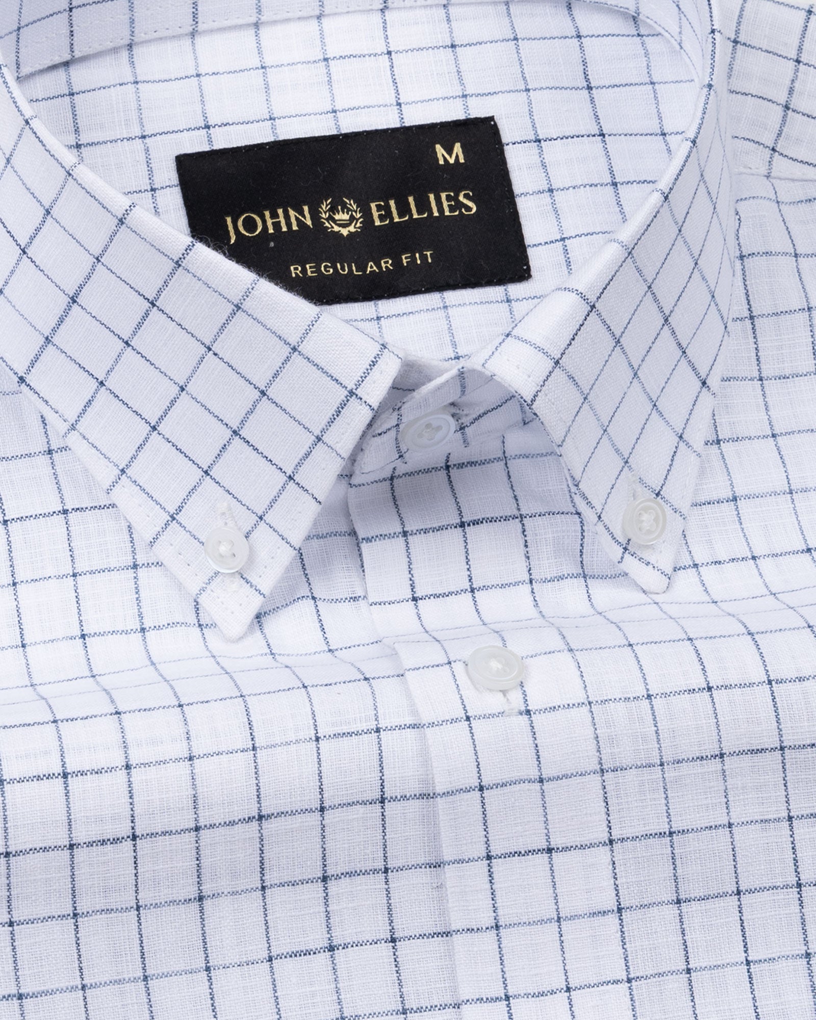 Opal Blue Check Button Down Linen Shirt - John Ellies