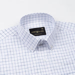 Opal Blue Check Button Down Linen Shirt - John Ellies