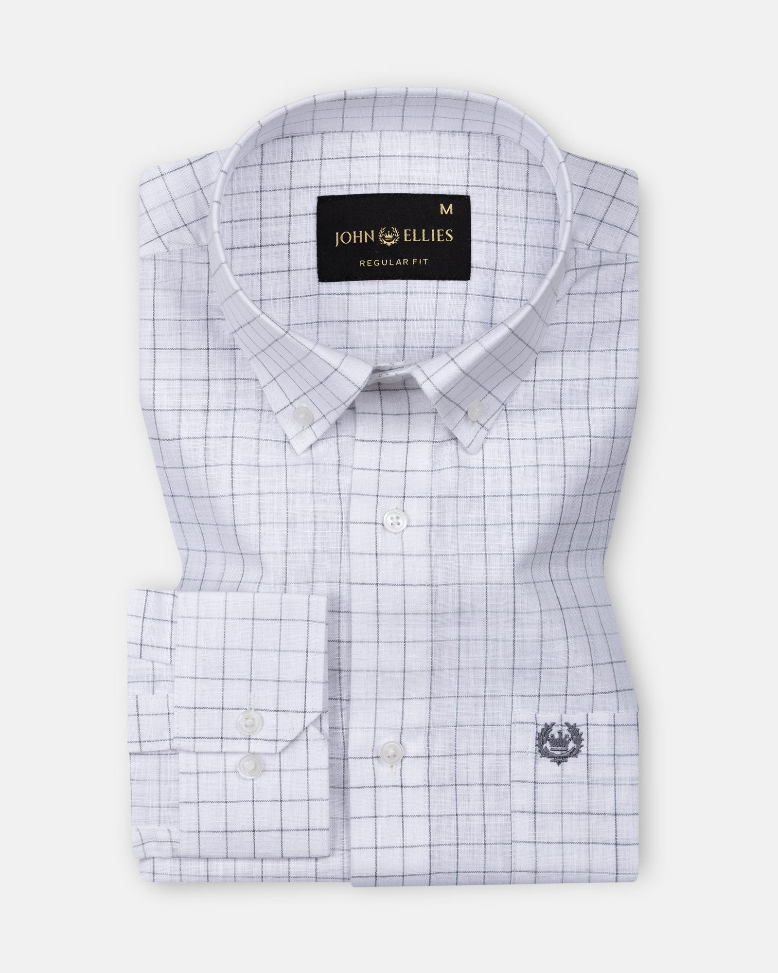 Opal Grey Check Button Down Linen Shirt - John Ellies