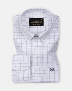 Opal Grey Check Button Down Linen Shirt - John Ellies