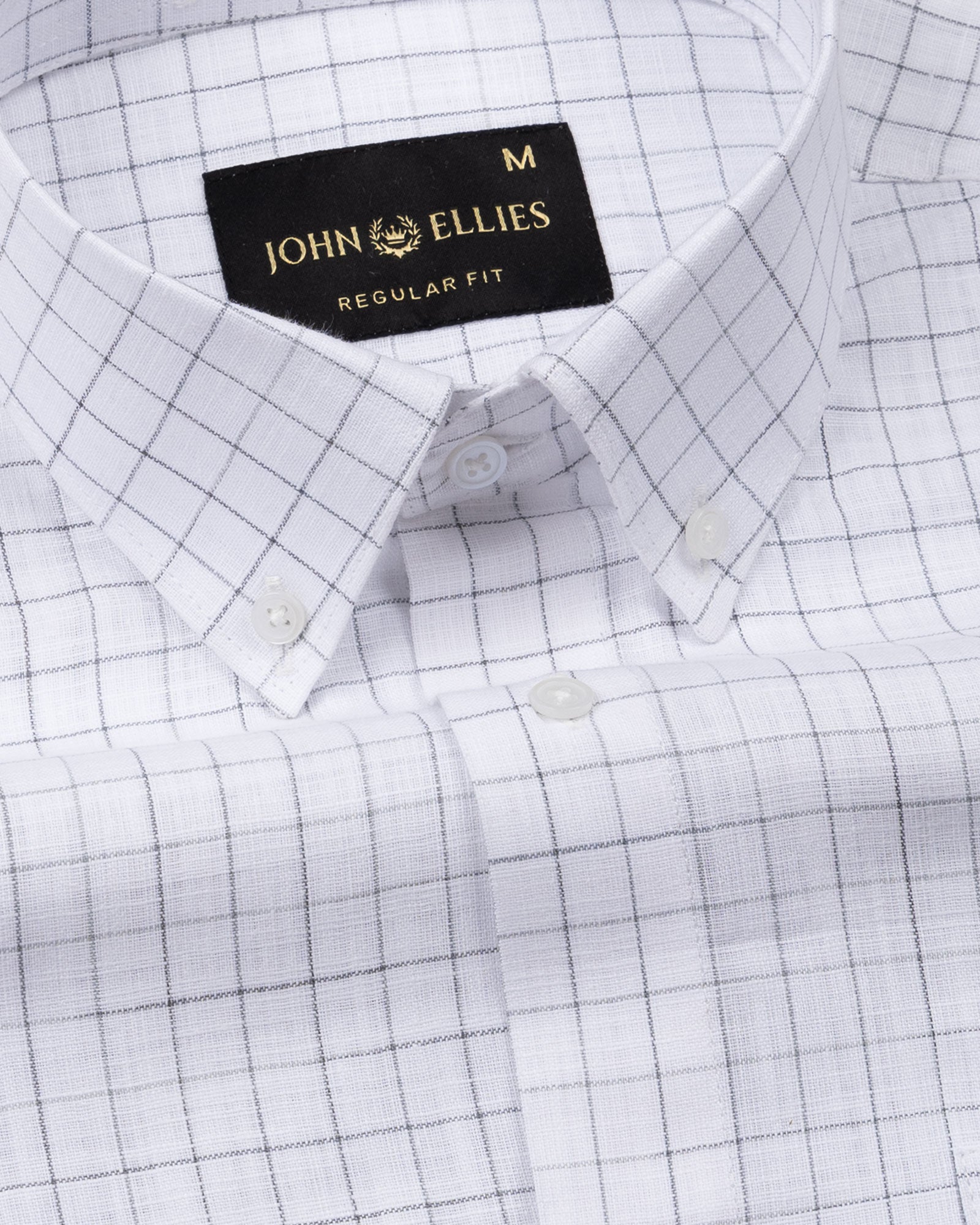 Opal Grey Check Button Down Linen Shirt - John Ellies