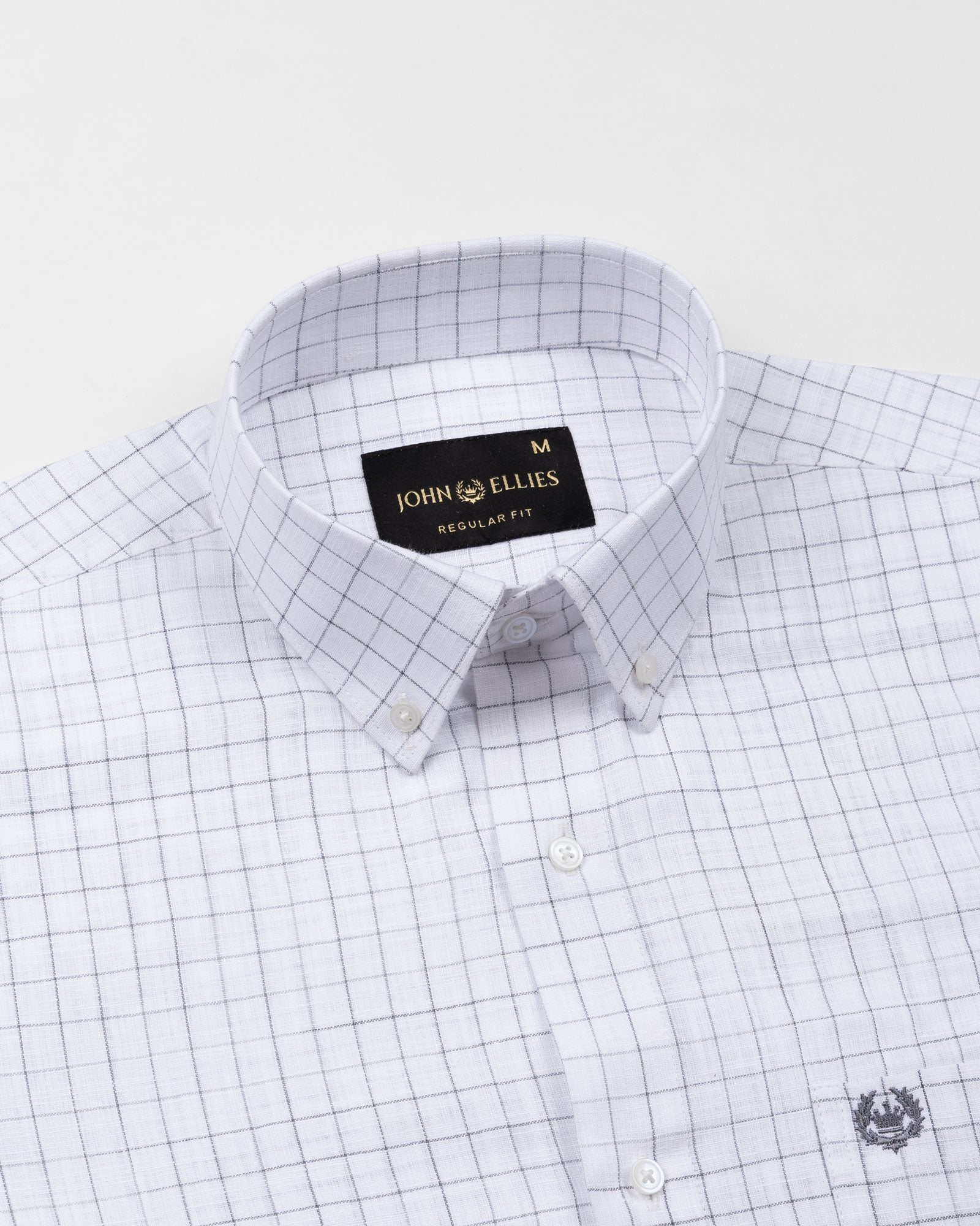 Opal Grey Check Button Down Linen Shirt - John Ellies