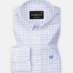 Opal Double Line Blue Check Button Down Linen Shirt - John Ellies