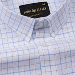 Opal Double Line Blue Check Button Down Linen Shirt - John Ellies