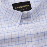 Opal Double Line Blue Check Button Down Linen Shirt - John Ellies