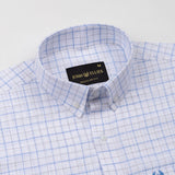 Opal Double Line Blue Check Button Down Linen Shirt - John Ellies
