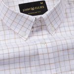 Opal Double Line Brown Check Button Down Linen Shirt - John Ellies