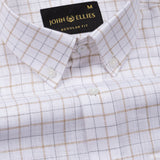 Opal Double Line Brown Check Button Down Linen Shirt - John Ellies