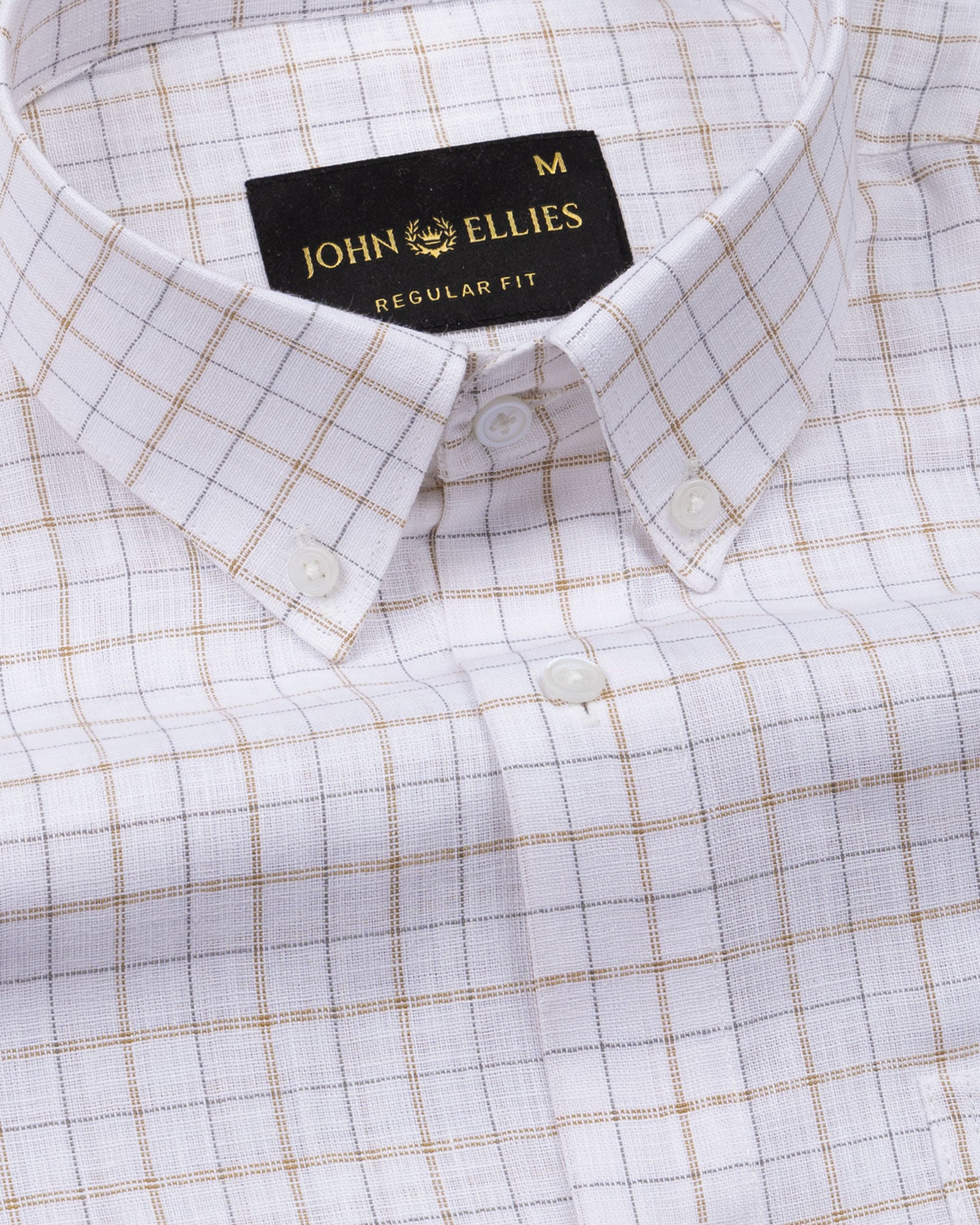 Opal Double Line Brown Check Button Down Linen Shirt - John Ellies