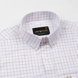 Opal Double Line Brown Check Button Down Linen Shirt - John Ellies