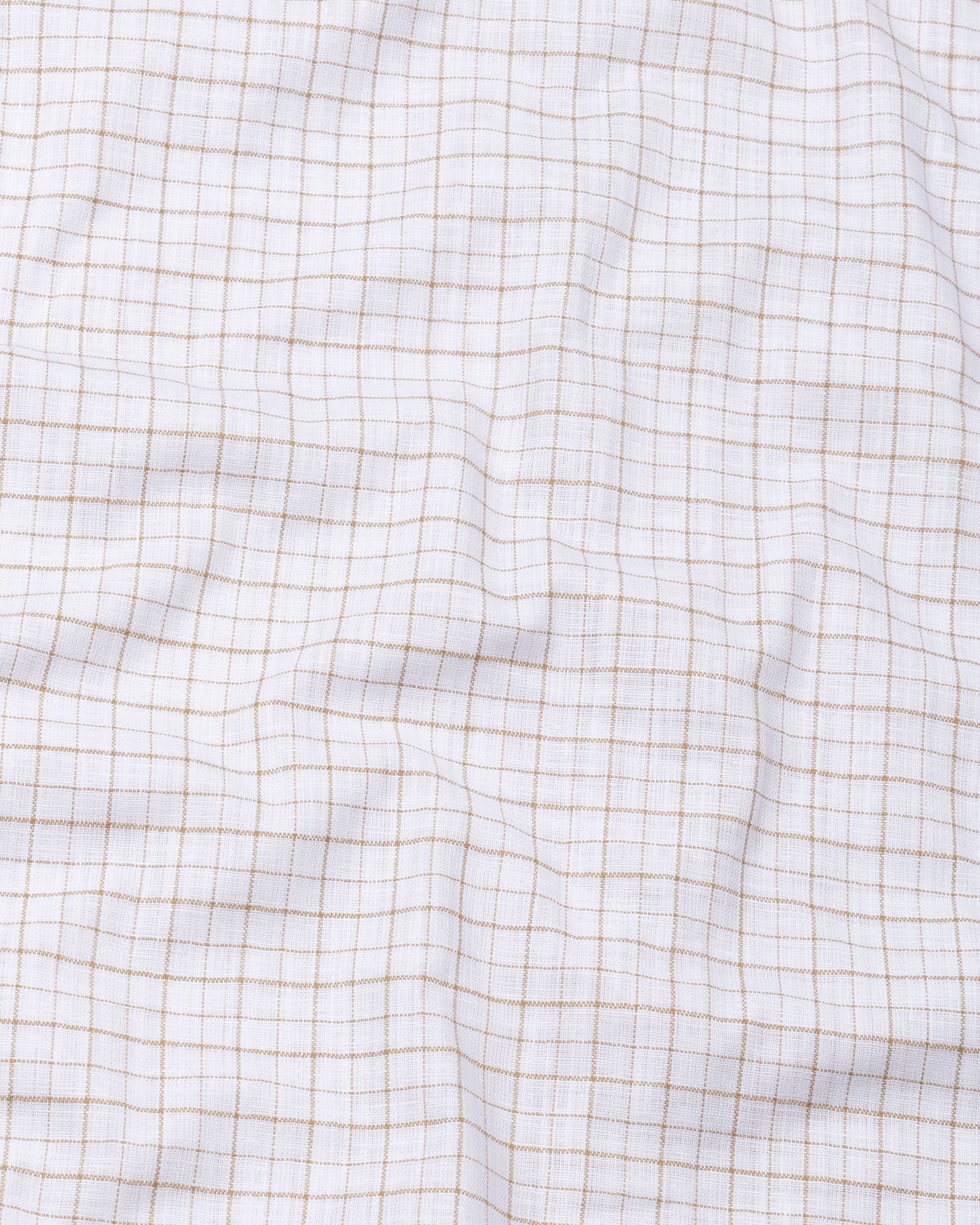 Opal Grid Brown Check Button Down Linen Shirt - John Ellies