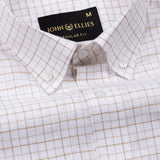 Opal Grid Brown Check Button Down Linen Shirt - John Ellies