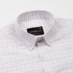 Opal Grid Brown Check Button Down Linen Shirt - John Ellies