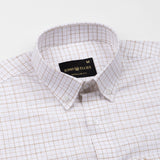Opal Grid Brown Check Button Down Linen Shirt - John Ellies