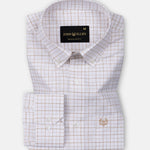Opal Grid Brown Check Button Down Linen Shirt - John Ellies