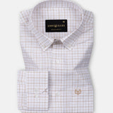 Opal Grid Brown Check Button Down Linen Shirt - John Ellies