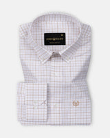 Opal Grid Brown Check Button Down Linen Shirt