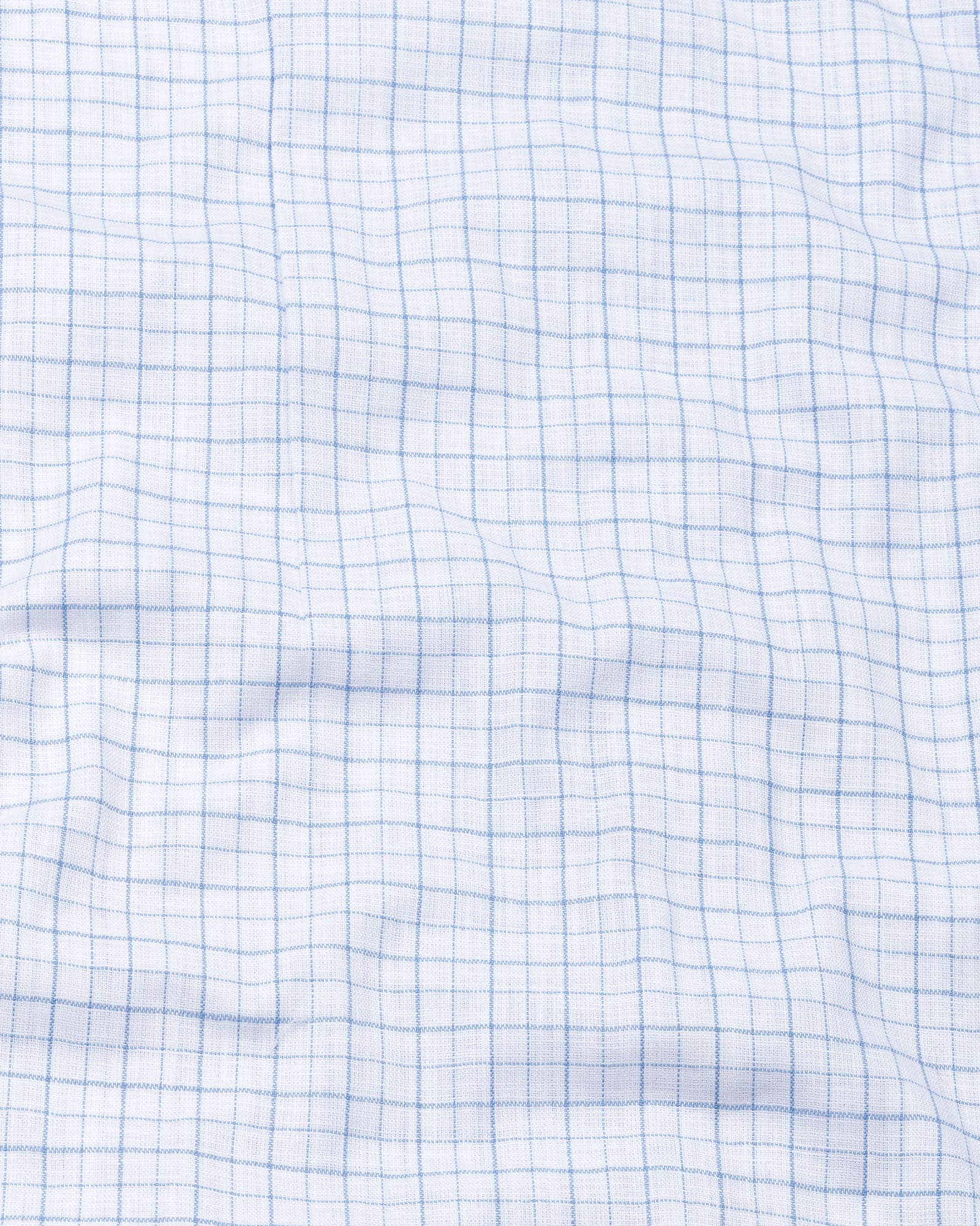 Opal Grid Blue Check Button Down Linen Shirt - John Ellies