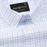 Opal Grid Blue Check Button Down Linen Shirt - John Ellies