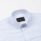 Opal Grid Blue Check Button Down Linen Shirt - John Ellies