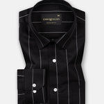 Axeior Black Pin Stripe Cotton Shirt - John Ellies