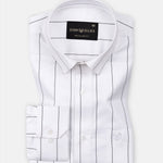 Axeior White Pin Stripe Cotton Shirt - John Ellies
